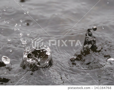 Water drops falling on the water surface Water drops falling on the water surface 141164768