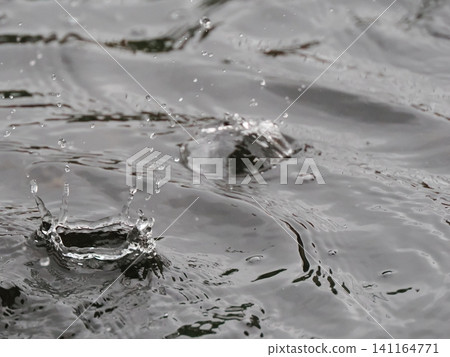 Water drops falling on the water surface Water drops falling on the water surface 141164771