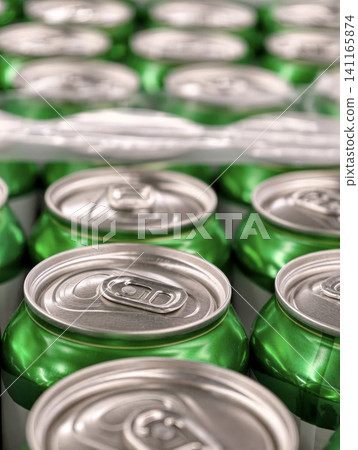 Green aluminum beer cans arranged in compact factory packaging emphasizing beverage production efficiency and reliable distribution for retail and wholesale markets Green aluminum beer cans arranged in compact factory packaging emphasizing beverage production efficiency and reliable distribution for retail and wholesale markets 141165874