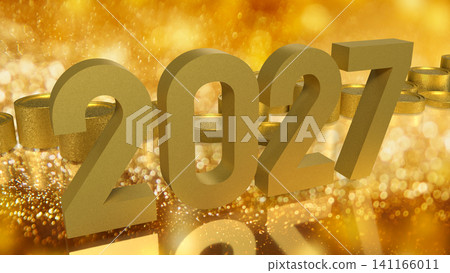 Golden Prosperity And New Year Success In 2027 3d render. Golden Prosperity And New Year Success In 2027 3d render. 141166011