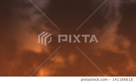 Bright orange and dark clouds in the evening sky Bright orange and dark clouds in the evening sky 141166618