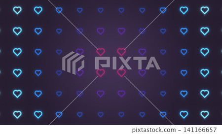 Pattern of colorful hearts on a dark background 141166657