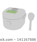 白色電飯煲和飯勺的3D插圖 141167886