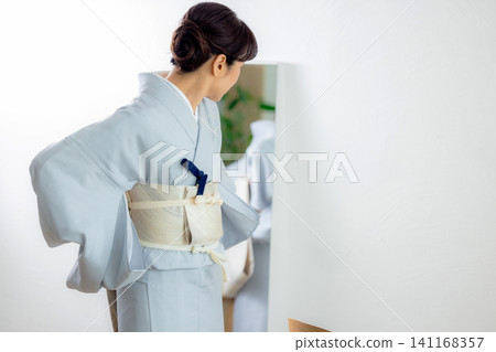 Kimono dressing at home Kimono dressing at home 141168357