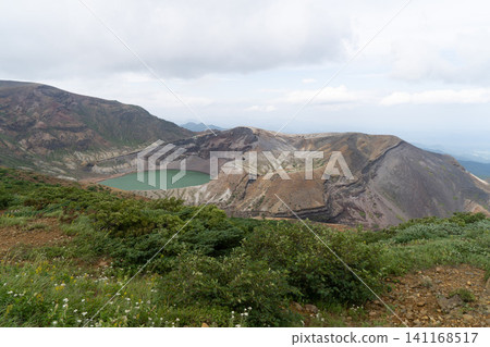 View of Okama Crater Lake from the summit of Mt. Zao, Miyagi Prefecture View of Okama Crater Lake from the summit of Mt. Zao, Miyagi Prefecture 141168517
