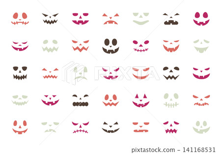 Halloween ghost illustration vector jack-o'-lantern expression scary terrifying horror material set Halloween ghost illustration vector jack-o'-lantern expression scary terrifying horror material set 141168531