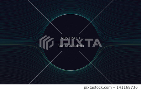 Abstract Dark Blue Wave Lines Background with Circle 141169736