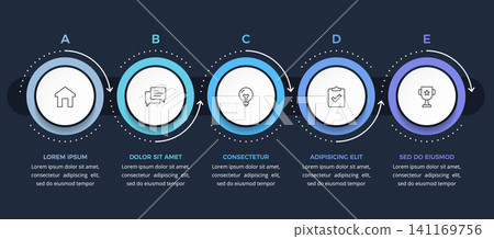 Five Steps Horizontal Process Flow Infographic Template Five Steps Horizontal Process Flow Infographic Template 141169756