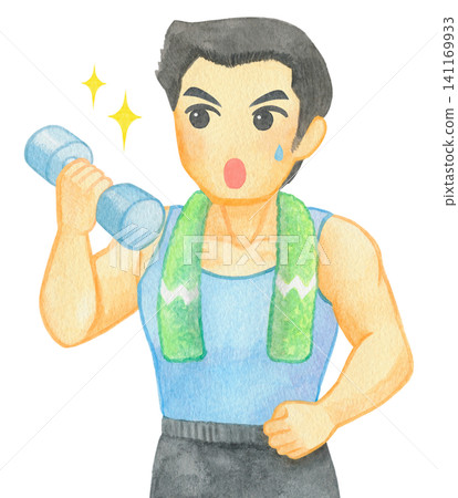 男子使用啞鈴訓練 01 男子使用啞鈴訓練 01 141169933