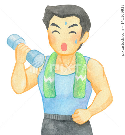 男子使用啞鈴訓練 03 男子使用啞鈴訓練 03 141169935