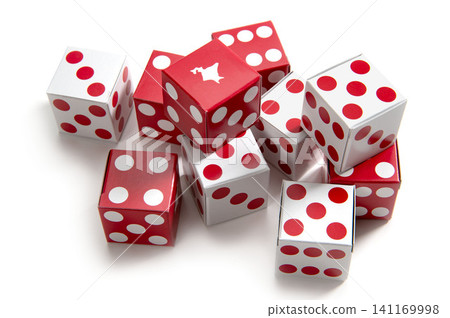 Red and white dice-shaped caramels Red and white dice-shaped caramels 141169998