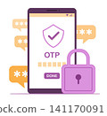 Security Lock Shield on Smartphone with QR Code Password Confirmation to Protect Online Digital Privacy Data for Cyber Security Technology Concept Illustration Clip Art 141170091
