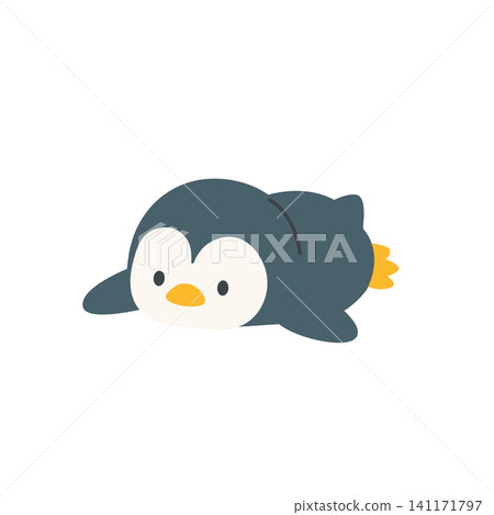 Penguin and ice illustration set. Simple flat design. Cute, monochrome. Penguin and ice illustration set. Simple flat design. Cute, monochrome. 141171797