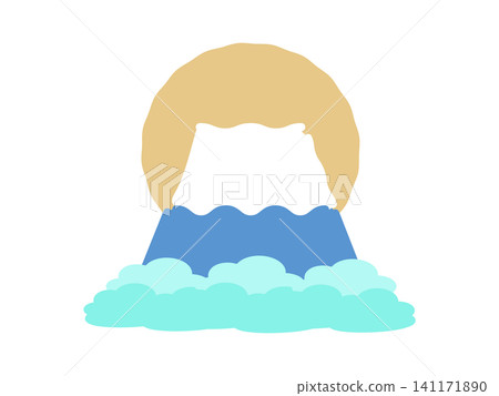 Mount Fuji, first sunrise of the year, clouds, illustration Mount Fuji, first sunrise of the year, clouds, illustration 141171890