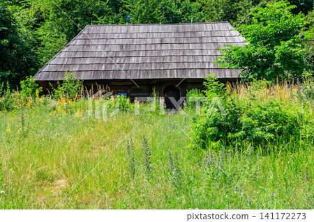 Ancient traditional ukrainian rural house in Pyrohiv (Pirogovo) village near Kiev, Ukraine Ancient traditional ukrainian rural house in Pyrohiv (Pirogovo) village near Kiev, Ukraine 141172273