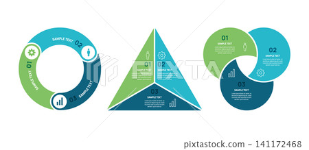 Infographic Circle Diagram set, circular chart template three steps. cycle venn diagram 3 option set for business presentation, vector illustration. Infographic Circle Diagram set, circular chart template three steps. cycle venn diagram 3 option set for business presentation, vector illustration. 141172468