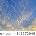 黃昏時分，湛藍的天空和層層疊疊的捲積雲交相輝映。 141172946