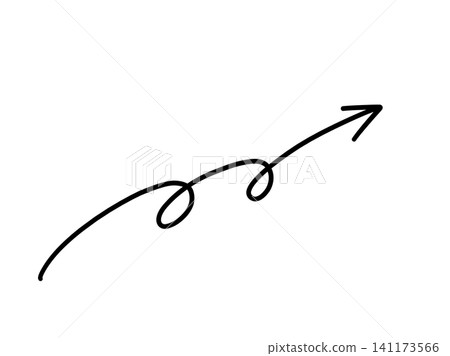 Hand-drawn upward-sloping arrow with loop. Stylish line art vector illustration of an upward-sloping arrow. Hand-drawn upward-sloping arrow with loop. Stylish line art vector illustration of an upward-sloping arrow. 141173566