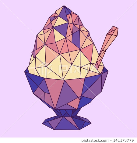 Origami-style shaved ice illustration, summer Japanese sweets material 141173779