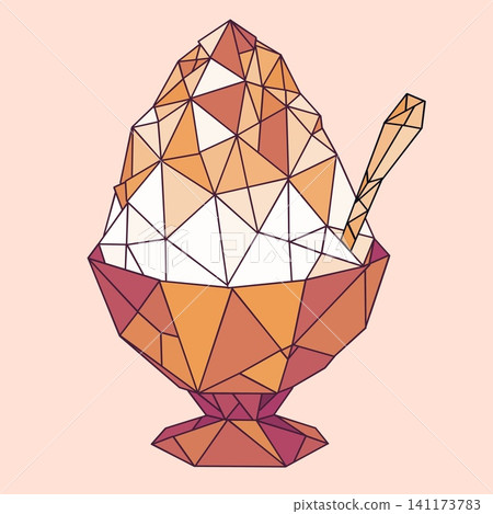 Origami-style shaved ice illustration, summer Japanese sweets material Origami-style shaved ice illustration, summer Japanese sweets material 141173783