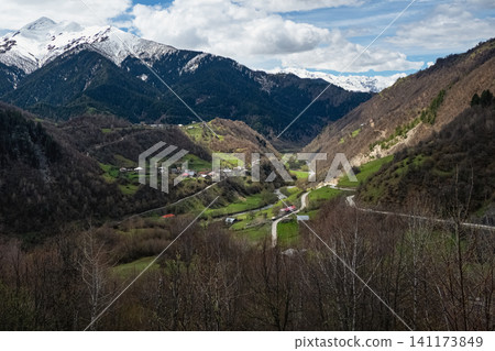 The Svaneti region of Georgia, located in the Greater Caucasus mountain range. 141173849