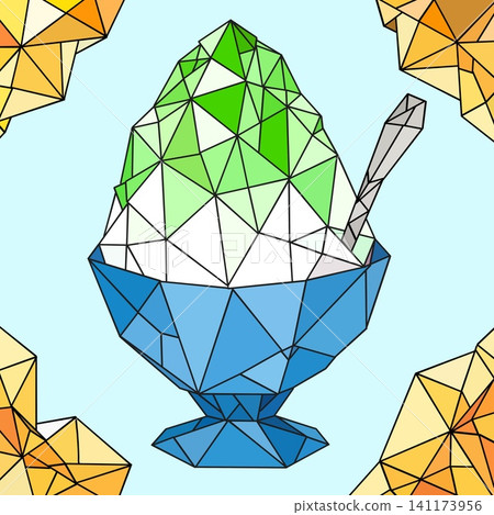 A summer frame background decorated with origami-style shaved ice. A summer frame background decorated with origami-style shaved ice. 141173956