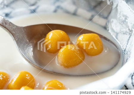 Bua loi Thai dessert in coconut milk with sugar. Bua loi Thai dessert in coconut milk with sugar. 141174929