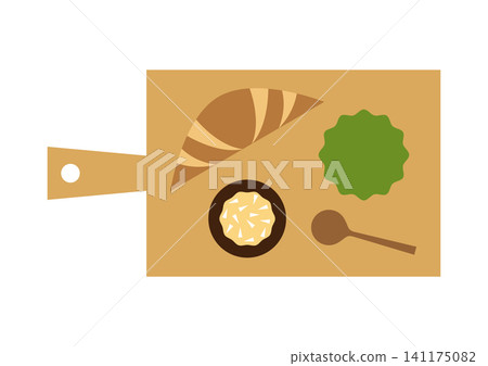 Illustration of making a croissant sandwich on a cutting board. Simple cooking. Illustration of making a croissant sandwich on a cutting board. Simple cooking. 141175082