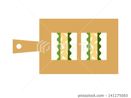 An illustration of an egg sandwich on a cutting board, breakfast, cafe. An illustration of an egg sandwich on a cutting board, breakfast, cafe. 141175083
