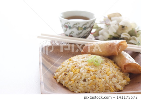 Fried rice and spring roll set Fried rice and spring roll set 141175572