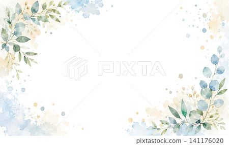 水彩畫框，點綴著淡淡的植物圖案。 141176020