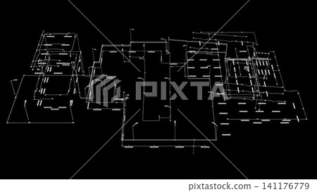 3D illustration of building, construction, and piping 3D illustration of building, construction, and piping 141176779