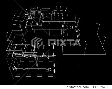 3D illustration of building, construction, and piping 3D illustration of building, construction, and piping 141176780