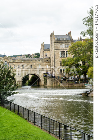 Historic honey-colored stone buildings: The cityscape of Bath, a UNESCO World Heritage Site in the UK. Historic honey-colored stone buildings: The cityscape of Bath, a UNESCO World Heritage Site in the UK. 141177015