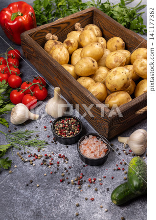 Fresh vegetables and spices for healthy cooking Fresh vegetables and spices for healthy cooking 141177362