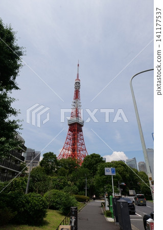 Famous Tokyo Tower Rising Above the Modern City Skyline in Tokyo, Japan Famous Tokyo Tower Rising Above the Modern City Skyline in Tokyo, Japan 141177537