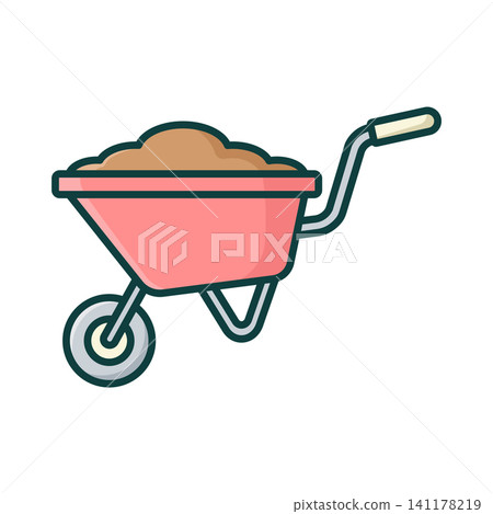 wheelbarrow icon vector design template in white background wheelbarrow icon vector design template in white background 141178219