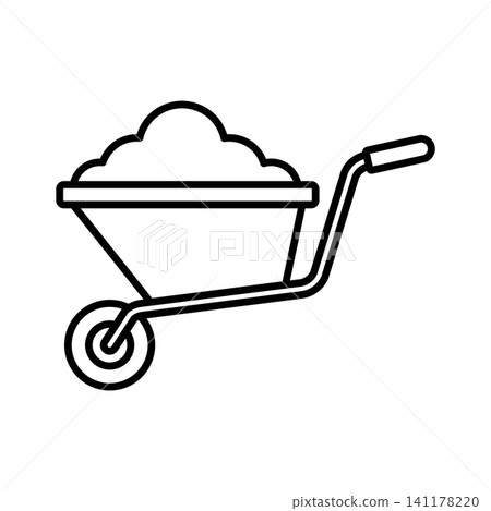 wheelbarrow icon vector design template in white background wheelbarrow icon vector design template in white background 141178220