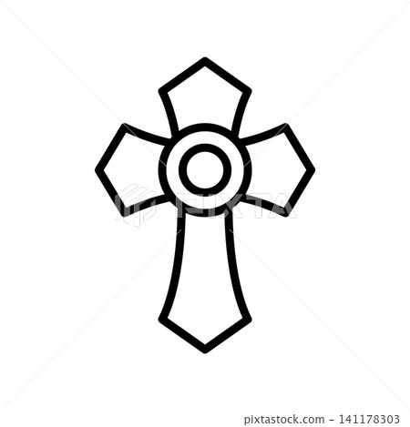 christian cross icon vector design template in white background christian cross icon vector design template in white background 141178303