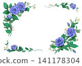 Hand-drawn blue rose illustration frame 141178304