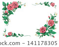 Hand-drawn pink rose illustration frame 141178305
