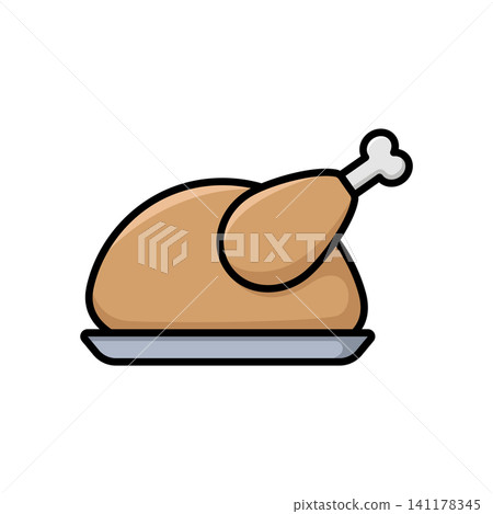 chicken meat icon vector design template in white background chicken meat icon vector design template in white background 141178345