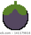 Retro 8-bit purple aubergine clipart graphic element for sticker design. 141179818