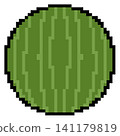 Retro 8-bit whole green watermelon clipart graphic element for summer design. 141179819