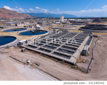 Aerial view of a water treatment plant in Salt Lake City Utah 141180342