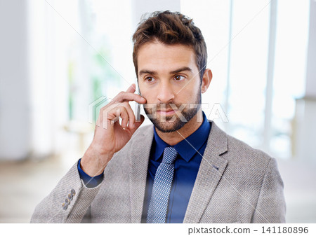 Business man, phone call and negotiation for agenda, communication and app for speaking. Male person, listening and planning for project or idea, information and discussion on career opportunity Business man, phone call and negotiation for agenda, communication and app for speaking. Male person, listening and planning for project or idea, information and discussion on career opportunity 141180896