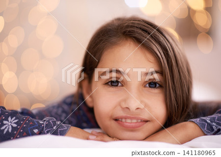 Children, portrait and happy girl relax in a house for vacation, resting or break with light and bokeh background. Face, smile and innocent female kid person in a living room for holiday or weekend Children, portrait and happy girl relax in a house for vacation, resting or break with light and bokeh background. Face, smile and innocent female kid person in a living room for holiday or weekend 141180965