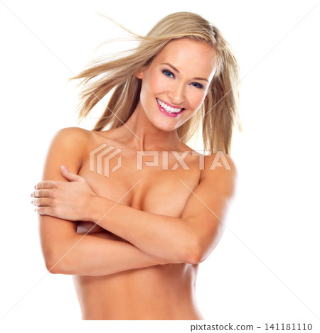 Portrait, happy and woman nude for beauty, skin care and art for creativity isolated on white background. Female person, sexy and lady with smile in studio backdrop for cosmetics, body or dermatology Portrait, happy and woman nude for beauty, skin care and art for creativity isolated on white background. Female person, sexy and lady with smile in studio backdrop for cosmetics, body or dermatology 141181110