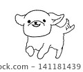 A simple and cute illustration of a running dog. 141181439