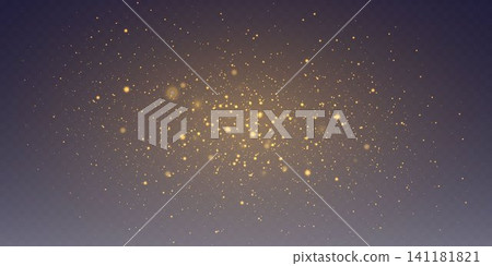 Golden glitter particles creating a shimmering festive overlay texture on dark background Golden glitter particles creating a shimmering festive overlay texture on dark background 141181821